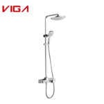Shower Column Set With 3-Function Hand Shower, Chrome Plated