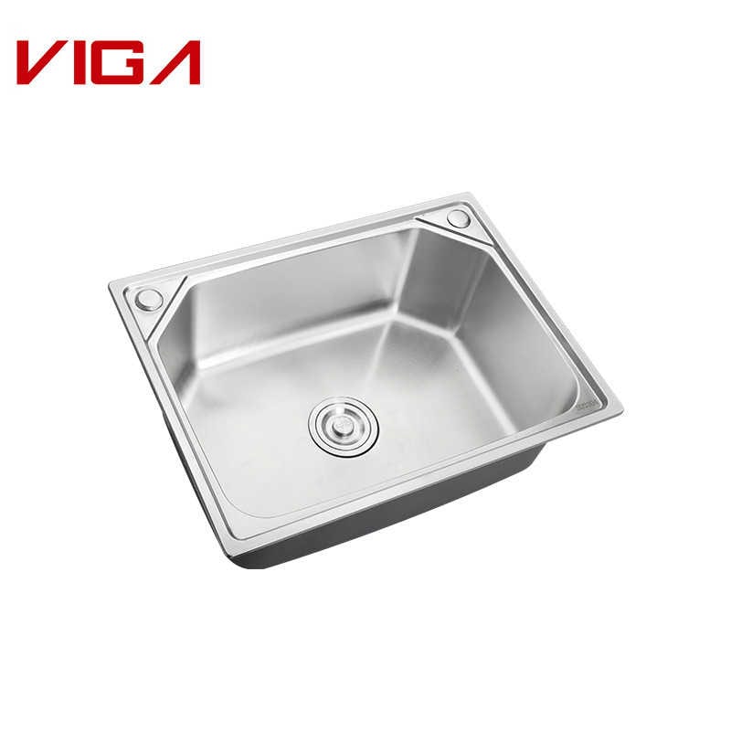 Simple Design Stainless Steel SUS#304 Brushed Nickle Square Single Bowl Kitchen Sink Without Faucet