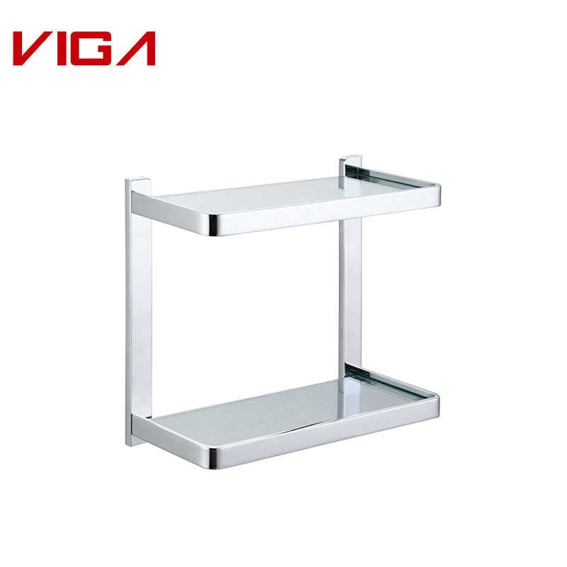 VIGA Faucet Brass Double Layer Glass Shelf