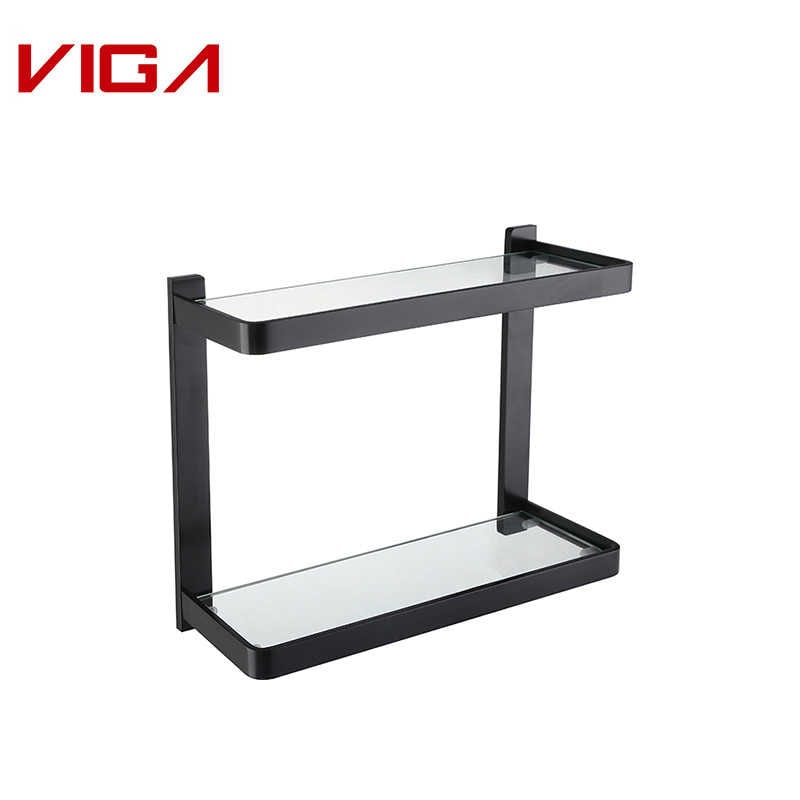 VIGA FAUCET Brass Double Layer Glass Shelf