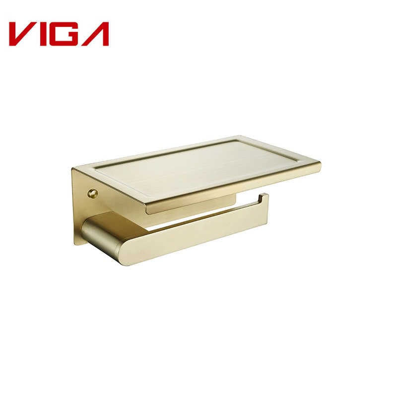 Brushed Gold Toilet Paper Holder, Tev stîl #304