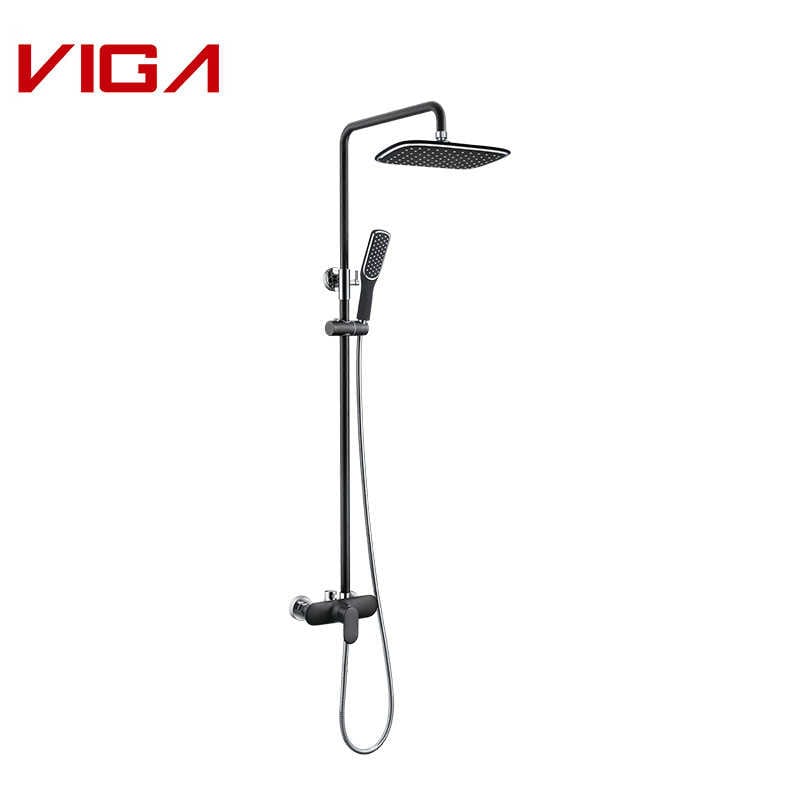 Set coloana de dus, Rainfall Shower Set, Brass, Black and Chrome