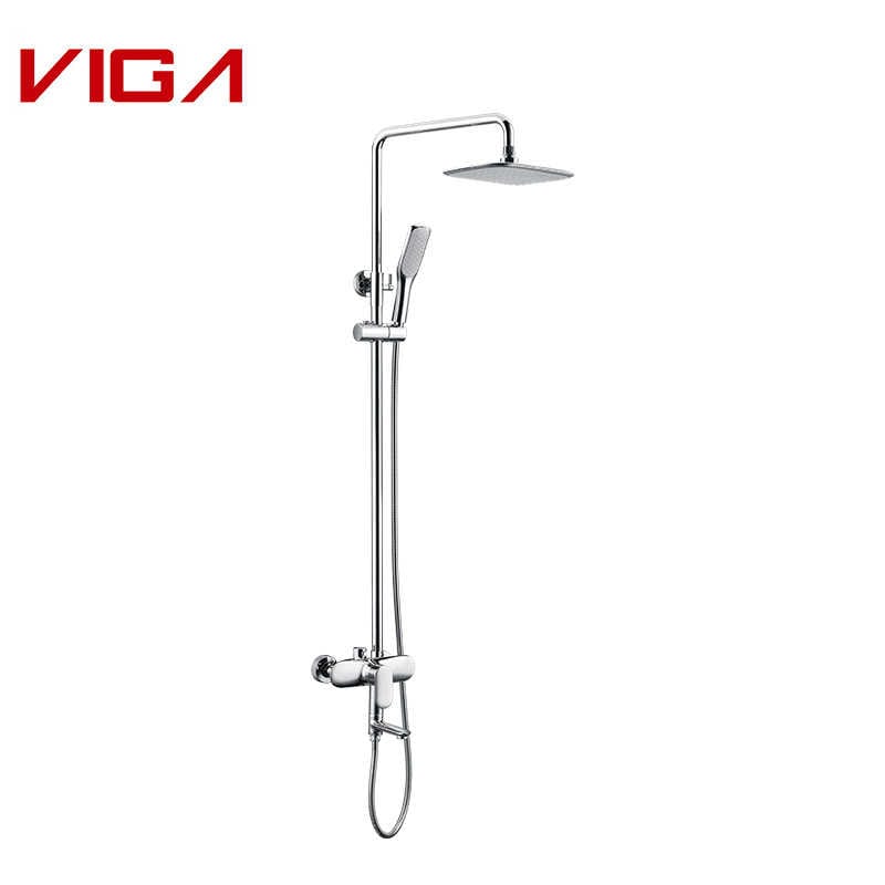 Shower Column Set with Spout , Rainfall Shower Set, Brass, Хромований