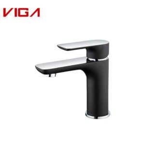 Basin Mixer, Single Lever Bathroom Sink Faucet, Basin Tap, Black and Chrome