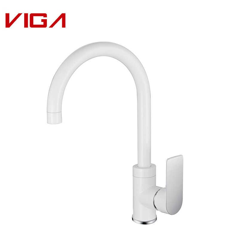 Single Basin Mixer, Faucet doirteal seomra folctha, Basin Tap, Brass, Chrome and White