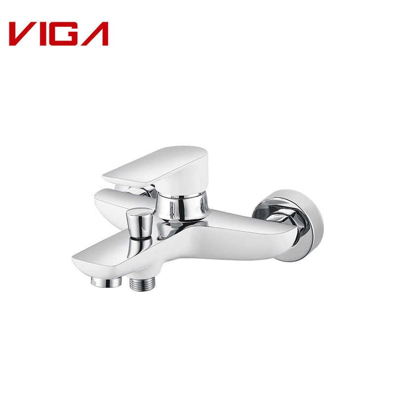 Bath Mixer With Divertor, Pràis, Chrome and White