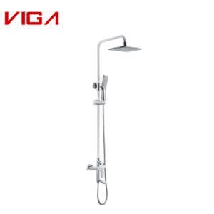 Shower Column Set, Rainfall Shower Set, Brass, Chrome and White