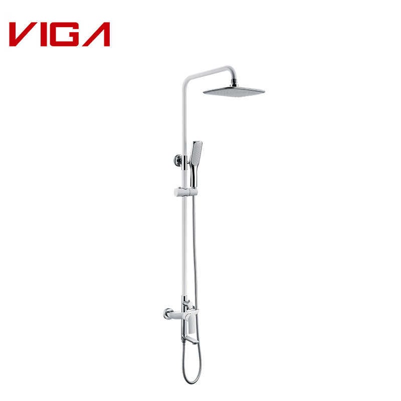 مجموعه ستون دوش, Rainfall Shower Set, Brass, Chrome and White