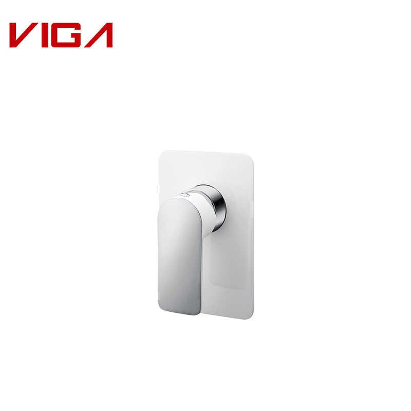 VIGA Concealed Shower Mixer, Wall-mounted Shower Mixer, White and Chrome