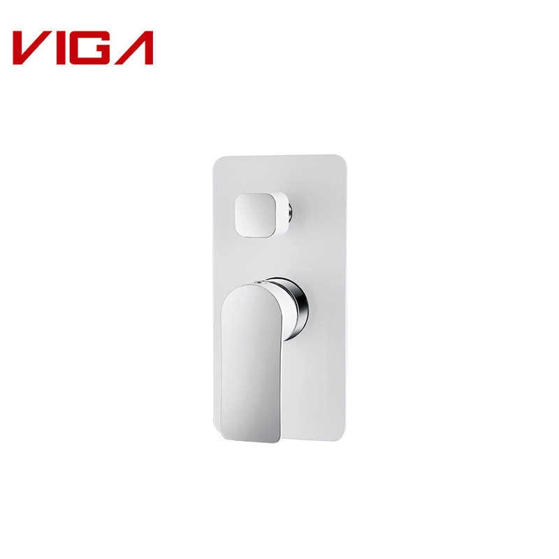 VIGA Concealed Shower Mixer, Wall-mounted Shower Mixer, White and Chrome