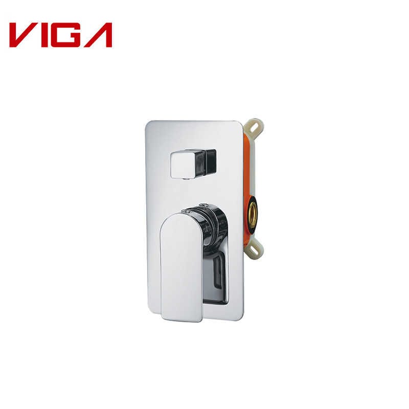 VIGA Concealed Shower Mixer, Wall-mounted Shower Mixer, Messing, Forkrommet