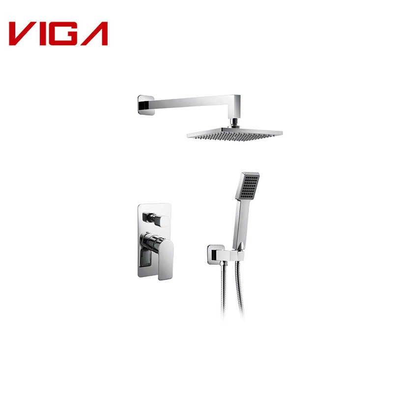 VIGA Concealed Shower Mixer, Wall-mounted Shower Mixer, Brass, Chrome Plated