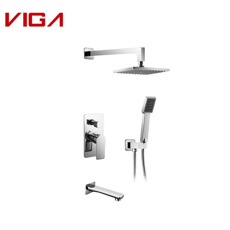 VIGA Concealed Shower Mixer, Wall-mounted Shower Mixer, Brass, Chrome Plated