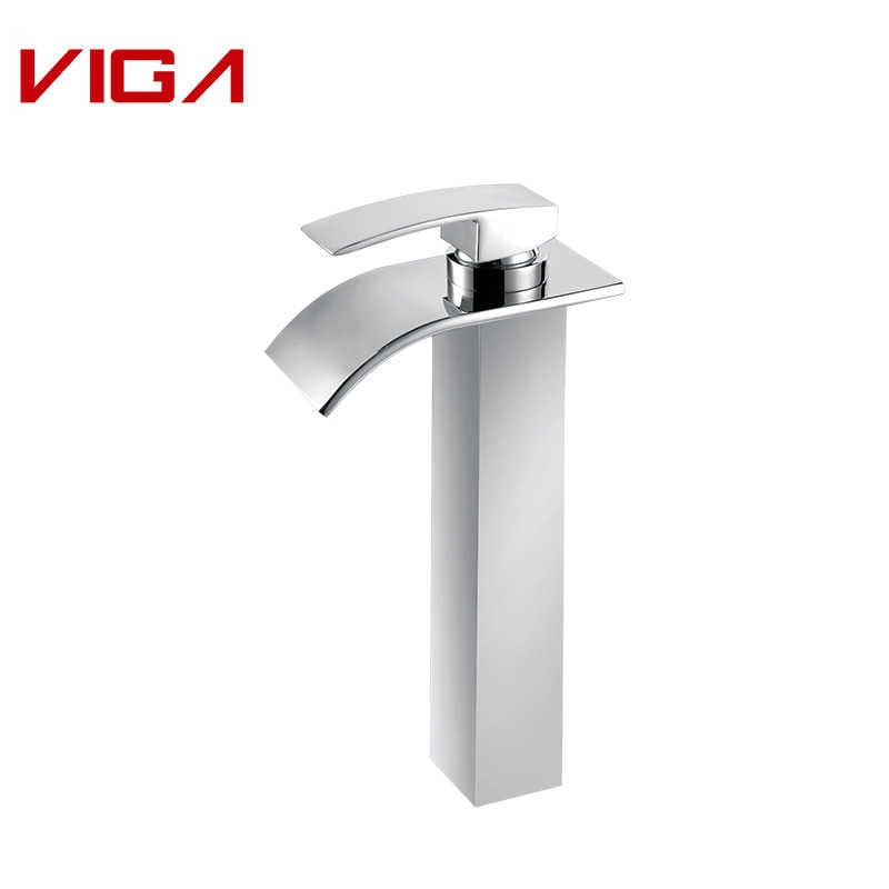 Tall Waterfall Basin Mixer, Bathroom Basin Faucet, Месинг, Хромирана