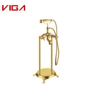 VIGA Luxury Brass Floor Mounted Bathtub Faucet With Hand Shower
