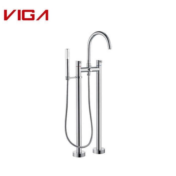 Classic Style Chrome Floor Mounted Bath Mixer Two Holes Bathtub