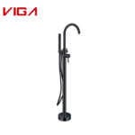 Matte Black Rounded Floor Mounted Shower Faucet