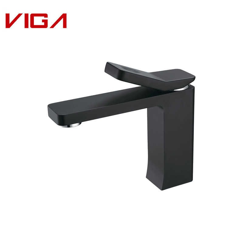 Single Handle Basin Mixer, Bomba la Kuzama la Bafuni, Basin Tap, Brass, Black and Chrome