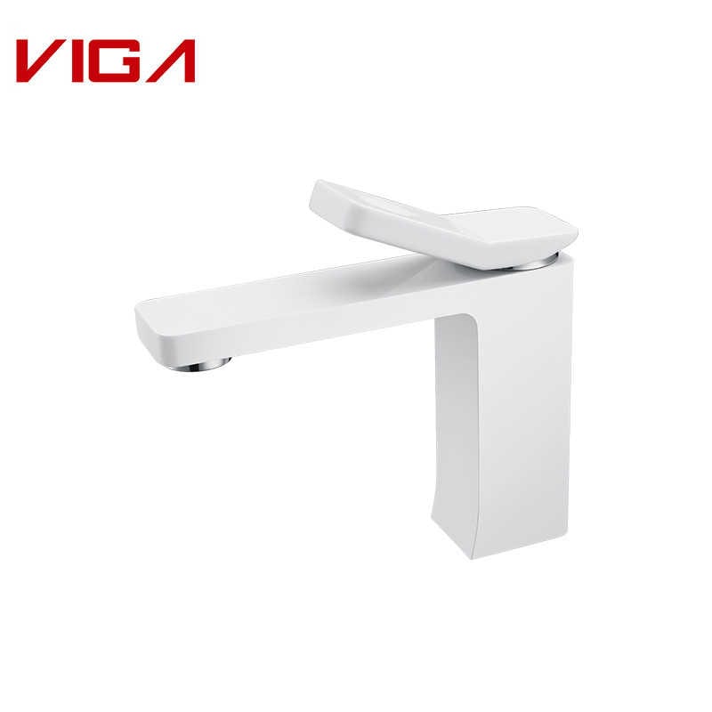 Single Handle Basin Mixer, Balneo Sink Faucet, Basin Tap, Brass, White