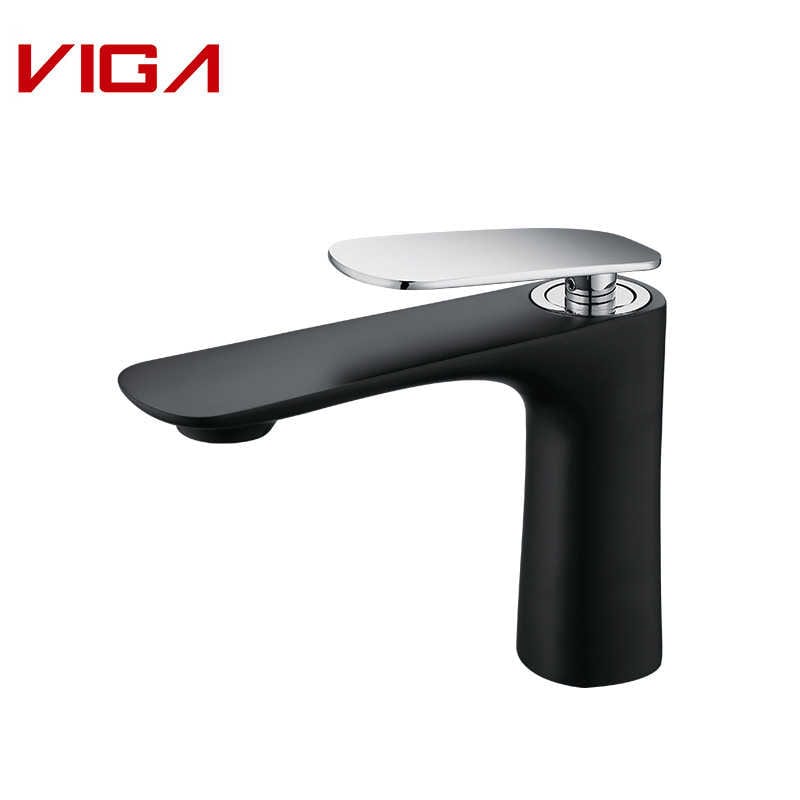 Single Handle Basin Mixer, Bomba la Kuzama la Bafuni, Basin Tap, Brass, Black and Chrome