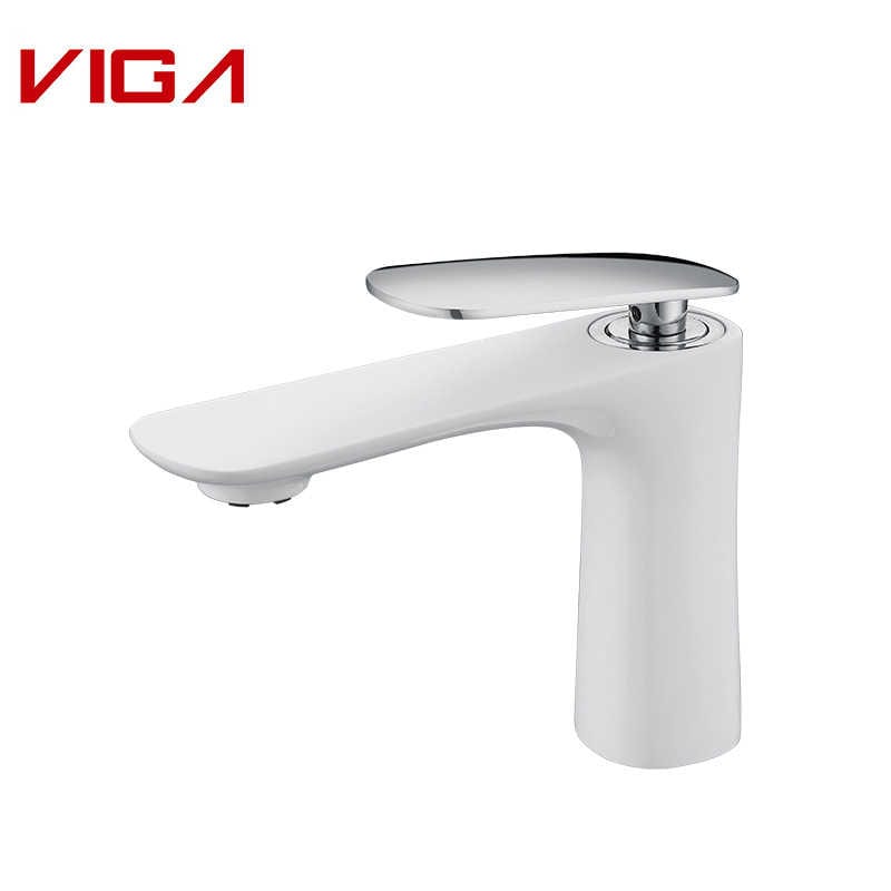 Single Handle Basin Mixer, Змяшальнік для ракавіны ў ваннай, Basin Tap, Brass, Chrome and White