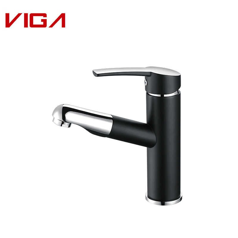 Twalèt lavabo, Basin Mixer Tap, Waterfall Single Lever, Matte Black