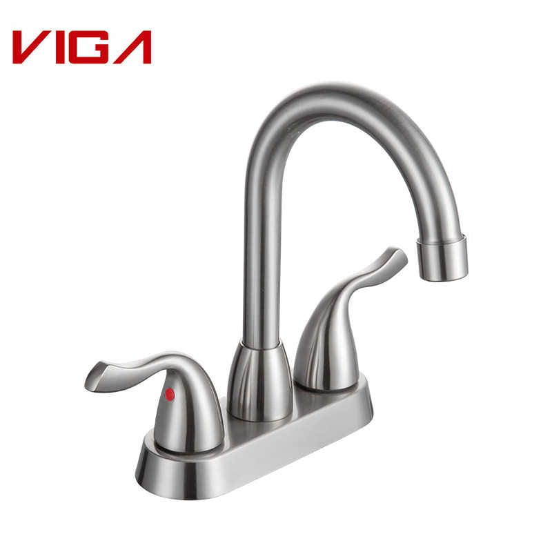 4′ ʻO ka Hale Hōʻikeʻike ʻo Centerset, Centerset Brushed Nickel  Bathroom Faucet