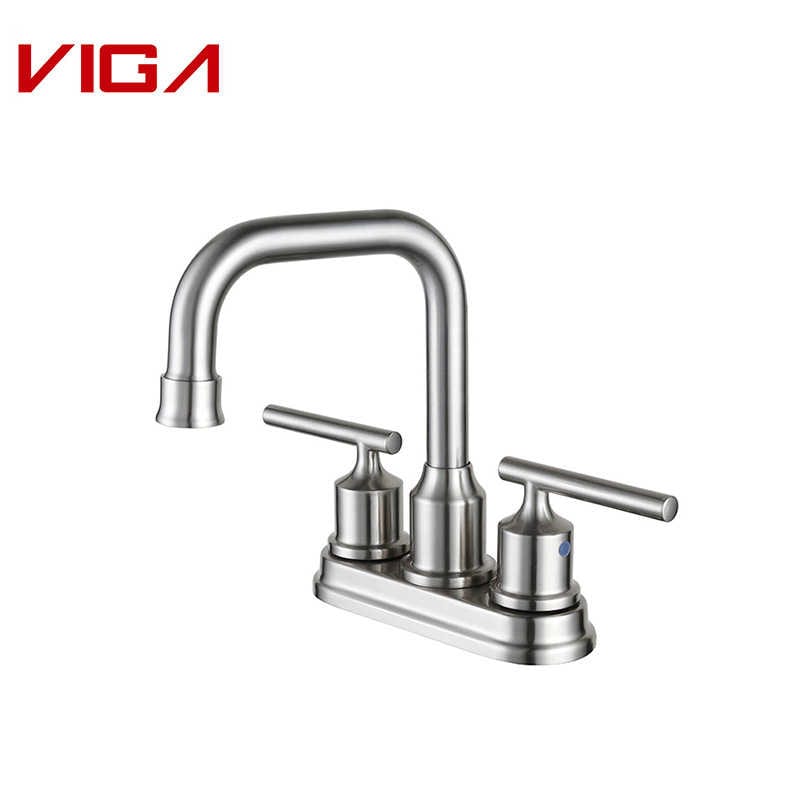 4 Inch Centerset Faucet, 4′ ʻO ka Hale Hōʻikeʻike ʻo Centerset, Brushed Nickel