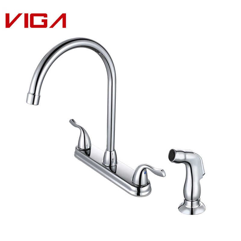 8” Two Handle Kitchen Faucet, Stainless Steel Kitchen Faucet With Side Spray
