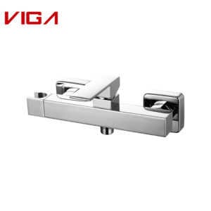 Fashion Design Single Handle Square Wall Mounted Chrome Plated Brass Shower Faucet With Shower Bracket