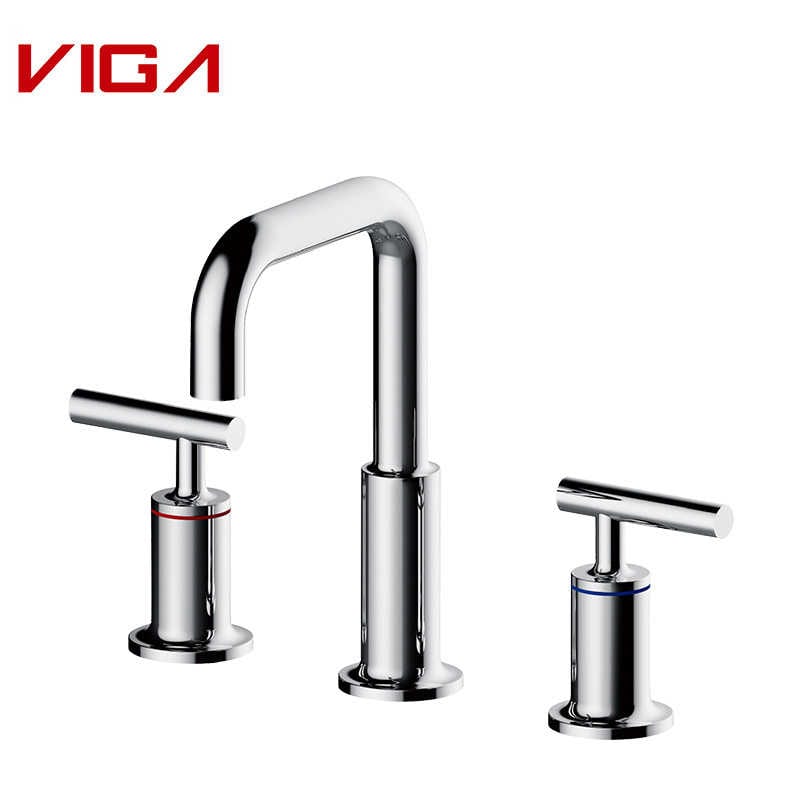 Deck Mounted 3-hole Basin Mixer, Two Handle Basin Mixer, 8-inch Bathroom Faucet, Месинг, Хромирана