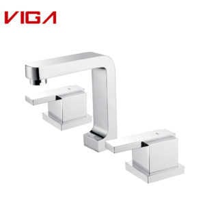 Deck Mounted 3-hole Basin Mixer, 8 Inch Widespread Bathroom Faucet, Brass, Chrome Plated