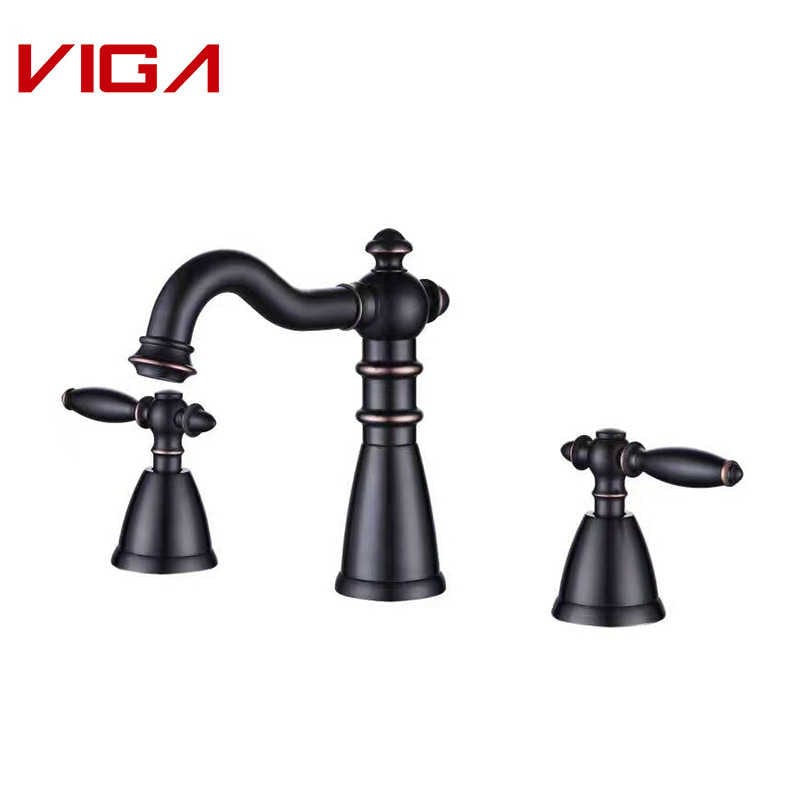 Tezgah Üstü 3 Delikli Lavabo Bataryası, Yağlı Bronz Banyo Bataryası