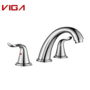 Deck Mounted 3-hole Basin Mixer, Two Handle Basin Mixer, 8-inch Bathroom Faucet, Chrome Plated