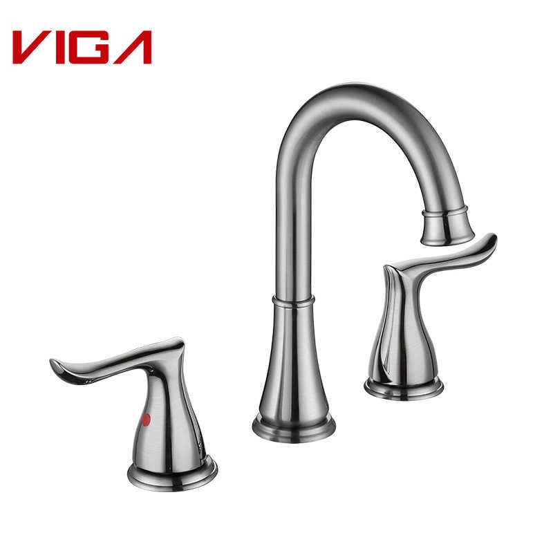 Dek dipasang 3-liang Basin Mixer, 8′ Two Handle kitchen faucet