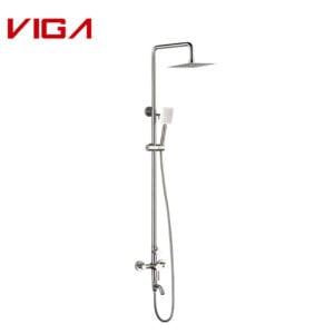 Traditional design bathroom brushed nickel stainless steel shower column set with round spout