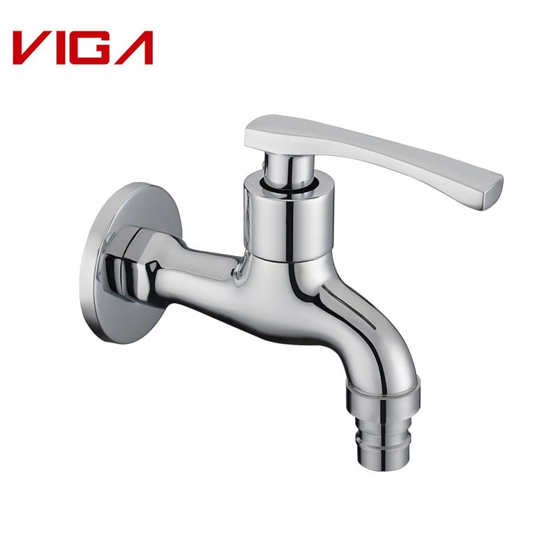 VIGA Single Cold Tap, Wall Mounted Brass Tap, Verchromt