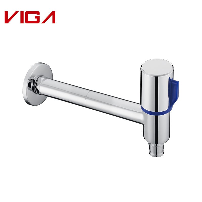 Single Cold Water Tap, Wall Mounted Brass Tap, Chrome Plated
