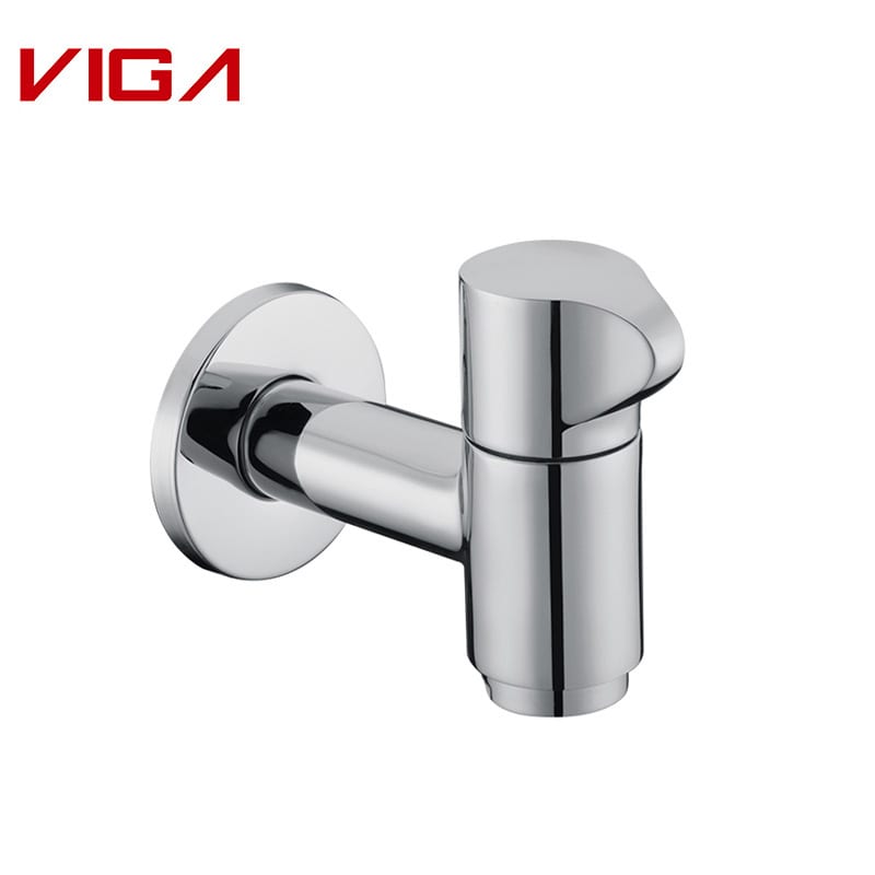 VIGA Single Cold Water Tap, Wall Mounted Brass Tap, Verchromt