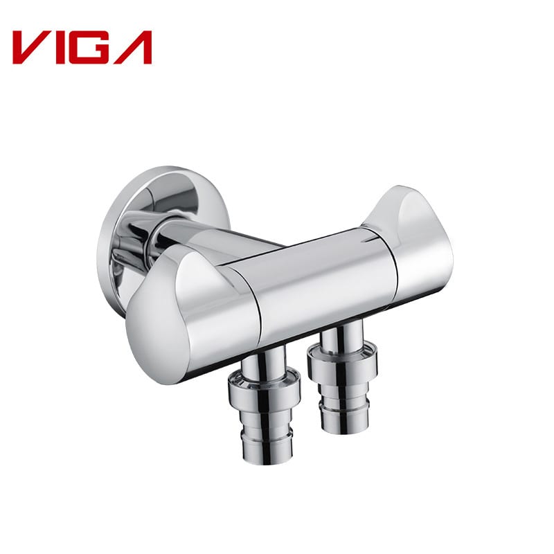 Brass Single Cold Tap, Two-spout Brass Tap, Chrome Plated, Wall Mounted