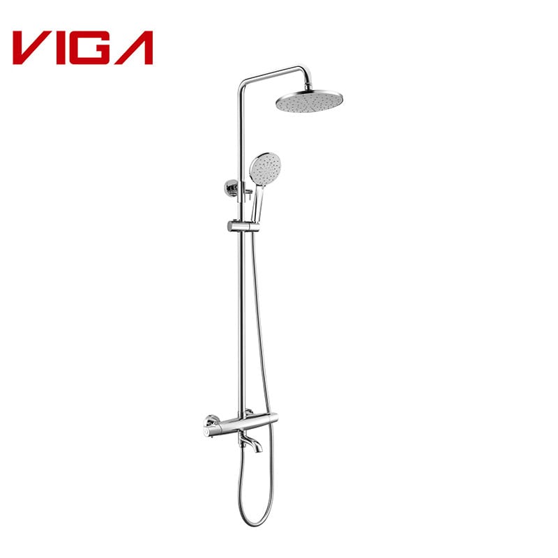 Thermostatic Shower Set With Handheld Shower, Chrome Plated