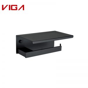 Sleek and Sophisticated Matte Black Tissue Holder and Shelf