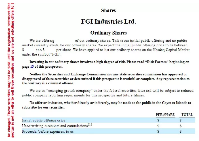 FGI Bathroom Company In The United States Intends To IPO