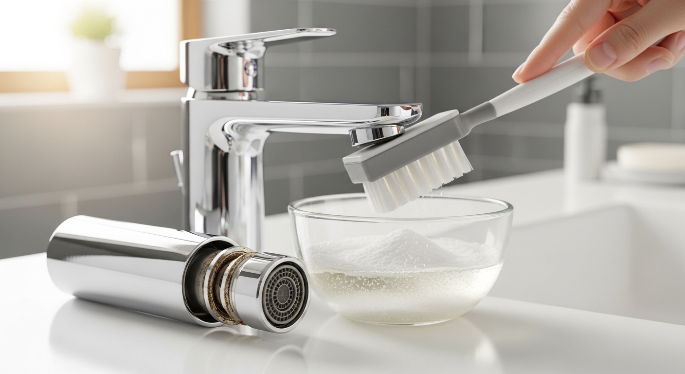 how to clean faucet head with vinegar and baking soda