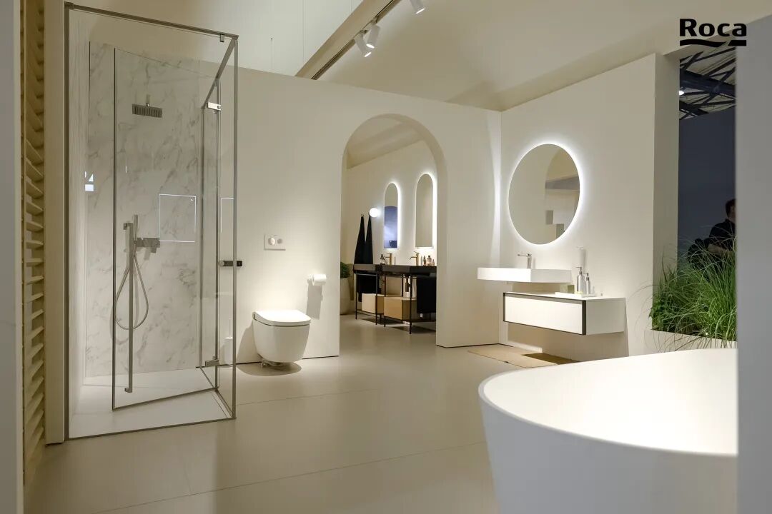 Modern bathroom vanity display at 2026 Shanghai Kitchen & Bath Expo featuring sleek cabinets and basins