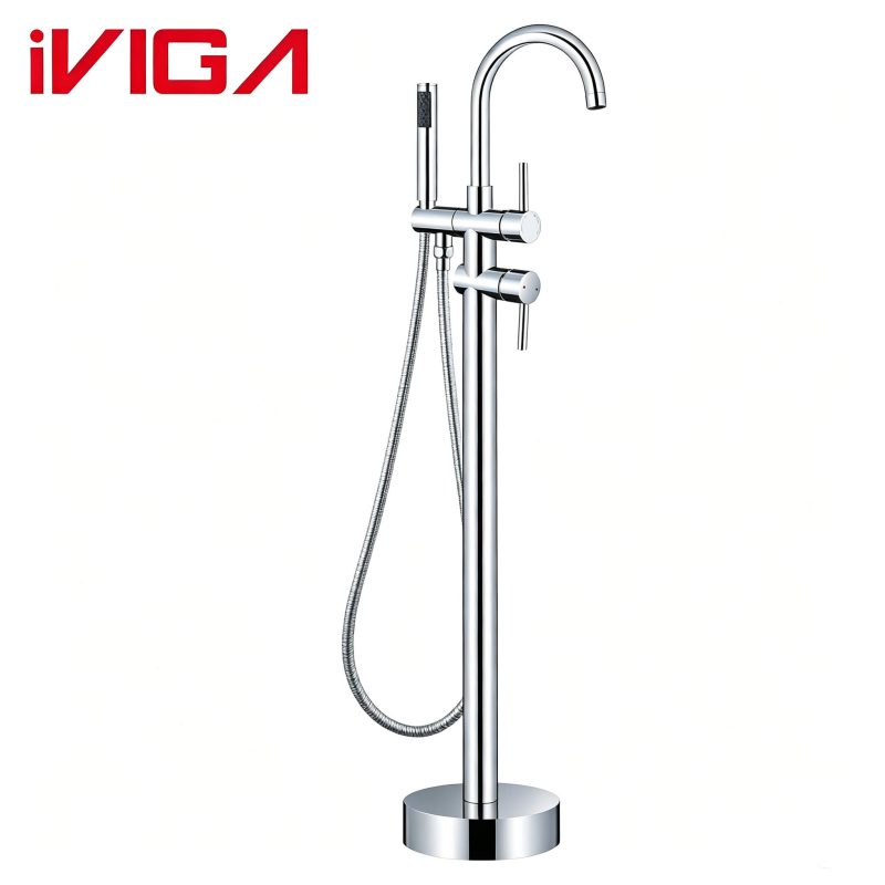 134600CH Freestanding Bathtub Faucet, Chrome Floor Mounted Tub Filler with Handheld Shower | VIGA 1 - - 1