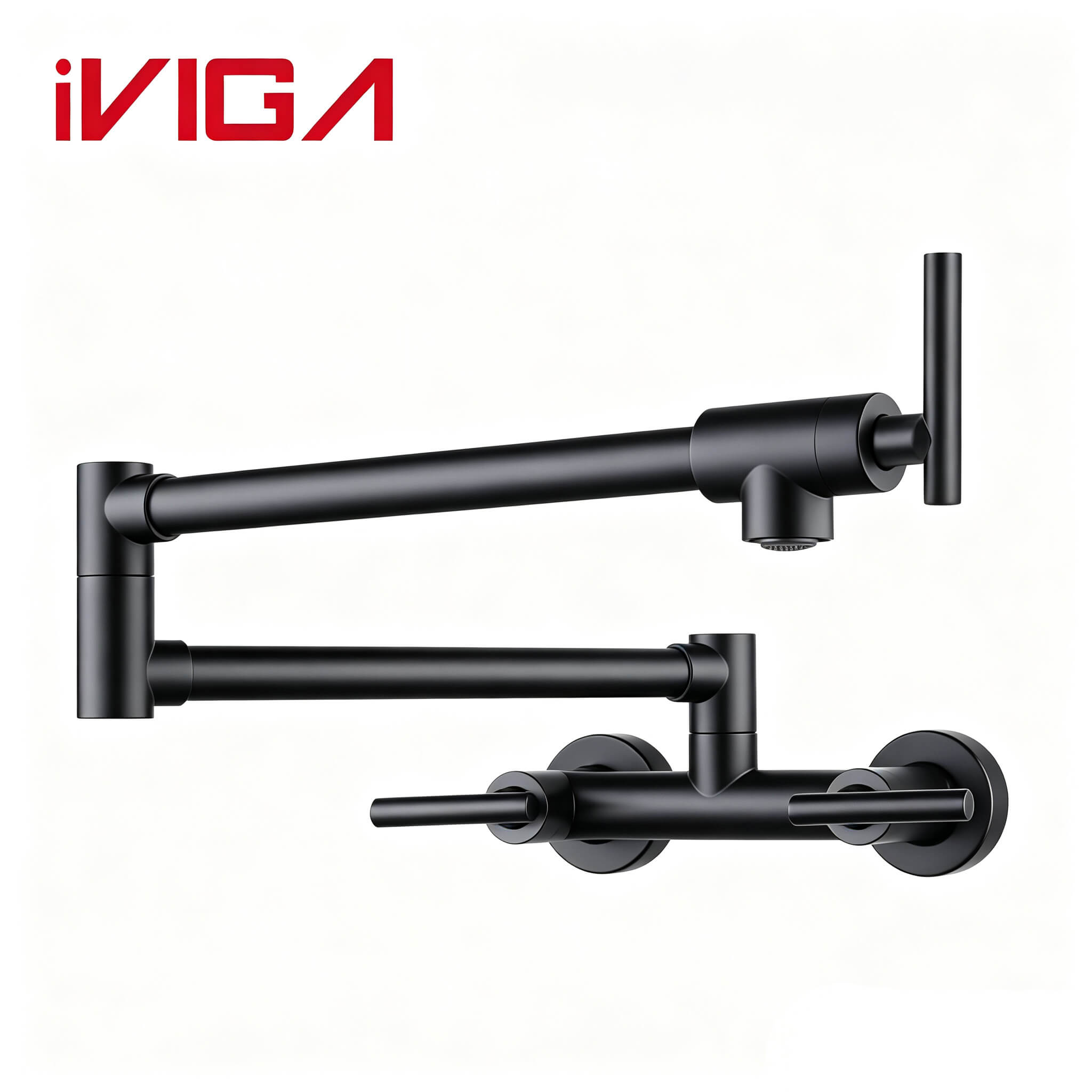 Premium 2311400 Wall Mount Pot Filler Faucet, Hot & Cold Foldable 360° Swing Arm Kitchen Tap