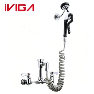iVIGA 2315300 wall mount pet faucet with trigger sprayer and coiled spring hose for dog washing grooming station
