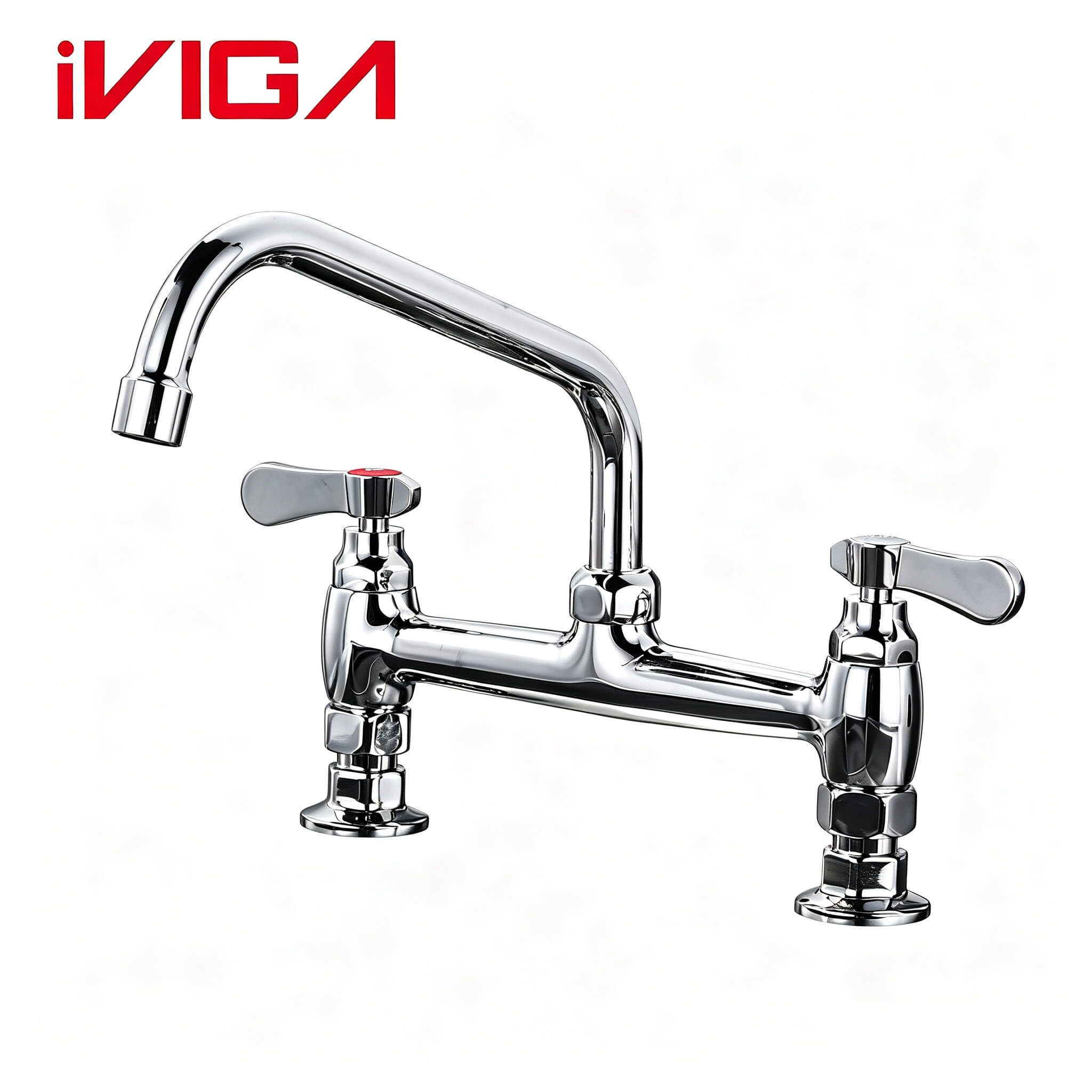 Deck Mount Commercial Kitchen Faucet | 2316100 Heavy‑Duty Durable Solid Brass Two‑Handle Tap for Restaurant Kitchen