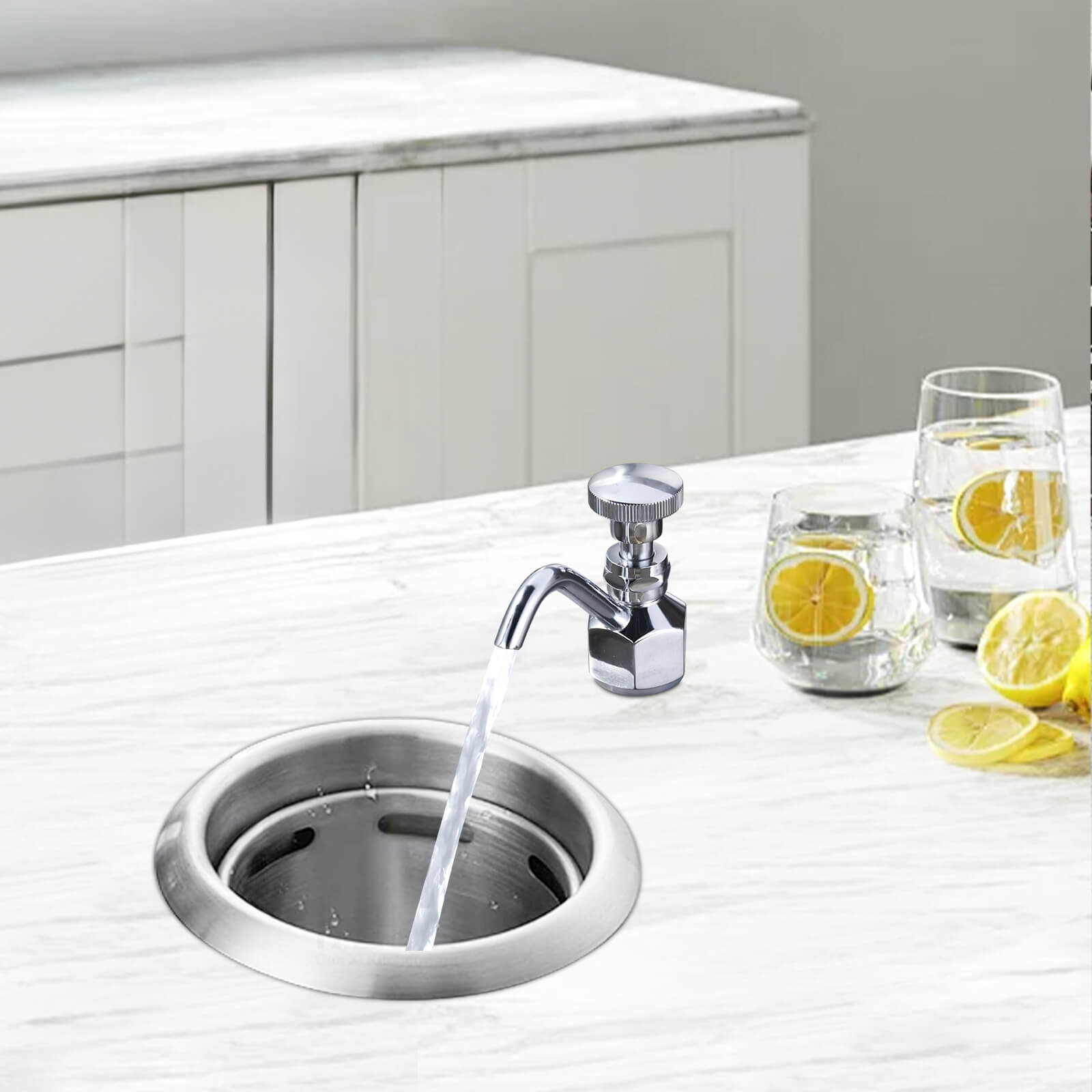 2316400C Chrome Brass Bar Faucet, Adjustable 360° Swivel Water Flow Dispenser Faucet for Bar Sink 2 - - 2